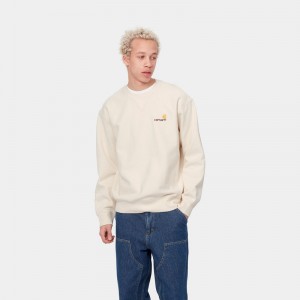 Bluza Carhartt American Script Męskie Kremowe | JRT-716489