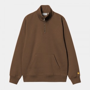 Bluza Carhartt Chase Neck Zip Męskie Brązowe | JXV-165982