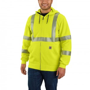 Bluza Carhartt Flame Resistant High-Visibility Force Loose Fit Midweight Full-Zip Class 3 Męskie Głęboka Zielone | JYZ-913586