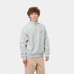 Bluza Carhartt Half Zip American Script Męskie Szare | BRP-634019