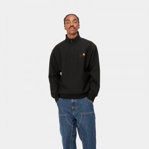 Bluza Carhartt Half Zip American Script Męskie Czarne | QYD-130276