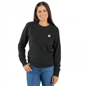 Bluza Carhartt TENCEL™ Fiber Series Relaxed Fit French Terry Crewneck Damskie Czarne | NIJ-413729