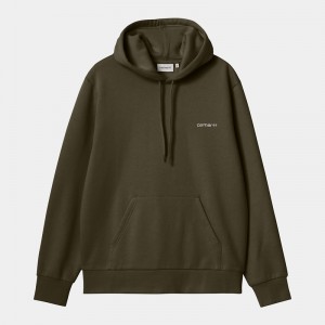 Bluza z Kapturem Carhartt Hooded Script Embroidery Męskie Oliwkowe | KDO-806514