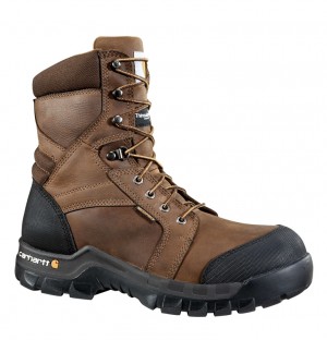 Kalosze Carhartt Rugged Flex® Waterproof Insulated 8" Composite Toe Męskie Ciemny Brązowe | BIC-014598