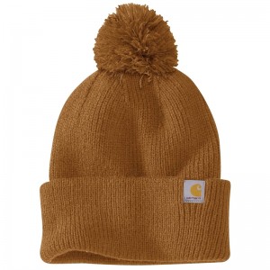 Kapelusz Carhartt Knit Pom-Pom Cuffed Beanie Damskie Brązowe | KIH-604581