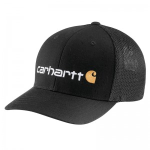 Kapelusz Carhartt Rugged Flex® Fitted Canvas Mesh-Back Logo Graphic Męskie Czarne | JSM-630914