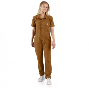 Kombinezon Carhartt Short-Sleeve Coverall Damskie Brązowe | TLD-384609