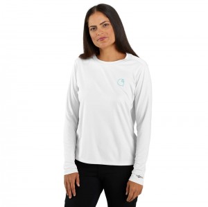 Koszulka Carhartt Force Sun Defender™ Relaxed Fit Lightweight Long-Sleeve Logo Graphic Damskie Białe | XLP-105647