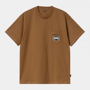 Koszulka Carhartt Heart Train Pocket Męskie Brązowe | WUX-958421