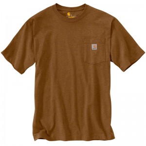 Koszulka Carhartt Loose Fit Heavyweight Short-Sleeve Pocket Męskie Brązowe | CUG-356401