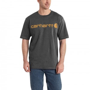 Koszulka Carhartt Loose Fit Heavyweight Short-Sleeve Logo Graphic Męskie Szare | WST-530178