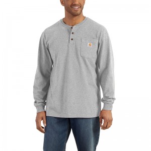 Koszulka Carhartt Loose Fit Heavyweight Long-Sleeve Pocket Henley Męskie Szare | LFV-941678