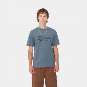 Koszulka Carhartt Paradise Script Męskie Niebieskie | ZGD-397014