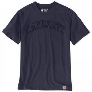 Koszulka Carhartt Relaxed Fit Heavyweight Short-Sleeve Logo Graphic Męskie Granatowe | PFI-439872