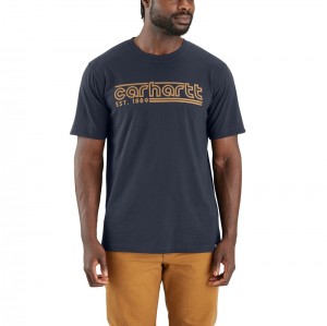 Koszulka Carhartt Relaxed Fit Lightweight Short-Sleeve Logo Graphic Męskie Granatowe | PDY-864702