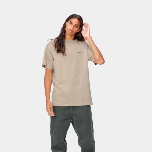 Koszulka Carhartt Script Embroidery Męskie Szare | SUQ-823091