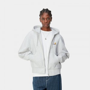 Kurtki Carhartt Hooded American Script Damskie Białe | BVF-407832