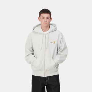 Kurtki Carhartt Hooded American Script Męskie Szare | HLS-721694