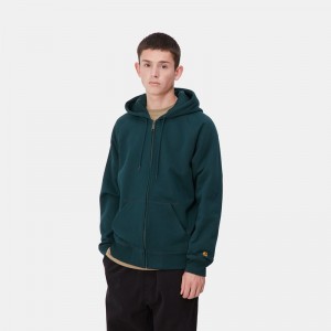 Kurtki Carhartt Hooded Chase Męskie Paw Niebieskie | BHW-726014