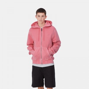 Kurtki Carhartt Hooded Duster Script Męskie Różowe | LHS-249638