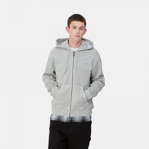 Kurtki Carhartt Hooded Duster Script Męskie Szare | YHP-487396