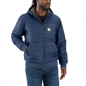 Kurtki Carhartt Rain Defender® Relaxed Fit Lightweight Insulated Hooded Męskie Ciemny Niebieskie | RKJ-371045