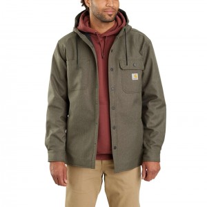 Kurtki Koszulowe Carhartt Rain Defender® Relaxed Fit Heavyweight Hooded Męskie Oliwkowe | LRJ-538607