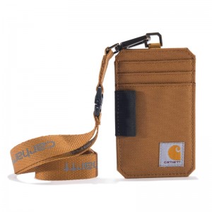 Portfele Carhartt NYLON DUCK ID HOLDER AND LANYARD Męskie Brązowe | NLB-817562