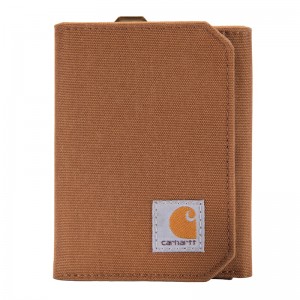 Portfele Carhartt Nylon Duck Trifold Męskie Brązowe | PQX-239540