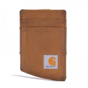 Portfele Carhartt Saddle Leather Front Pocket Męskie Brązowe | JIO-710238