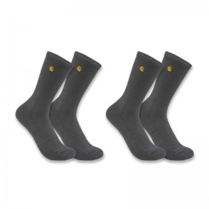 Socks Carhartt Force® Midweight Crew 2-Pack Damskie Czarne | BGI-046372