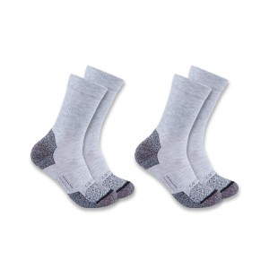 Socks Carhartt Force® Midweight Synthetic Blend Crew 2 Pack Damskie Szare | LDA-893705