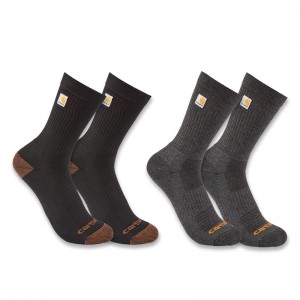 Socks Carhartt Midweight Logo Crew 2 Pack Męskie Czarne | WBZ-627148