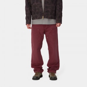 Spodnie Carhartt Double Knee Męskie Bordowe | CQG-941853