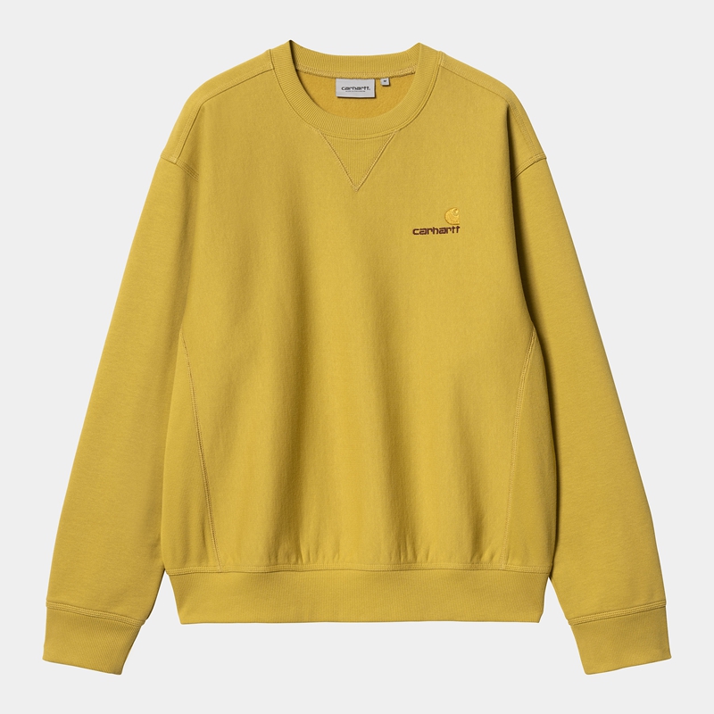 Bluza Carhartt American Script Męskie Żółte | DIA-327860