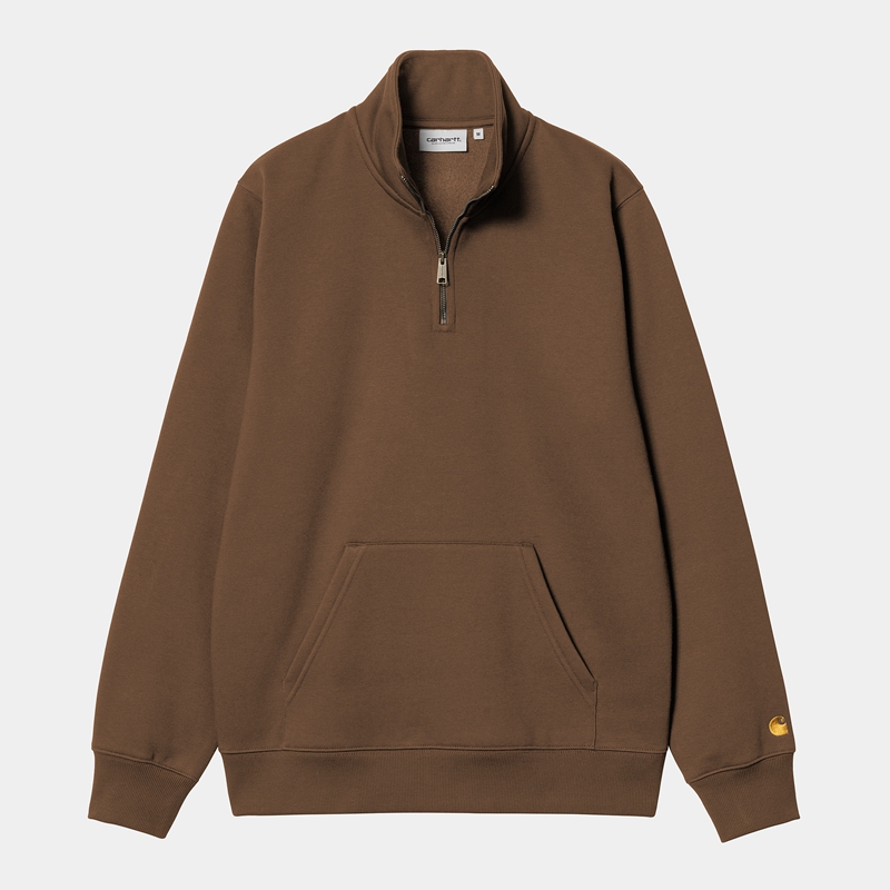 Bluza Carhartt Chase Neck Zip Męskie Brązowe | JXV-165982