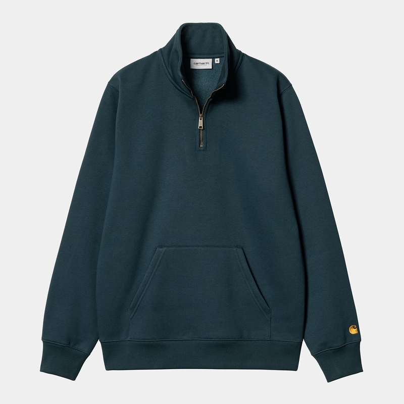 Bluza Carhartt Chase Neck Zip Męskie Paw Niebieskie | FIA-379286