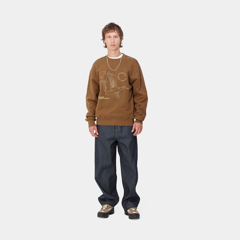 Bluza Carhartt Flying Ducks Męskie Brązowe | ZCH-159864