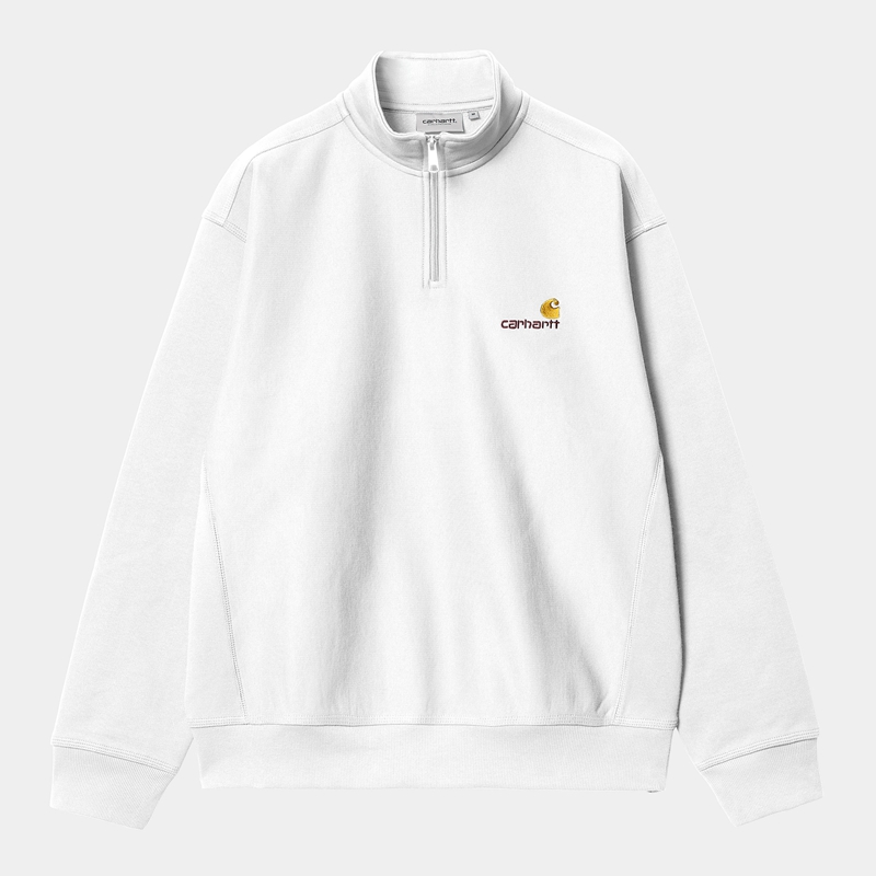 Bluza Carhartt Half Zip American Script Męskie Białe | NAI-207139