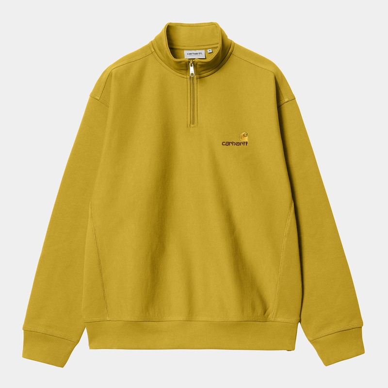 Bluza Carhartt Half Zip American Script Męskie Żółte | MRT-725613