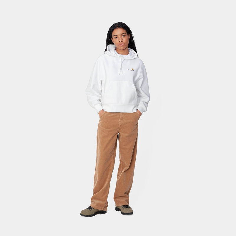 Bluza Carhartt Hooded American Script Damskie Białe | ZVL-432180