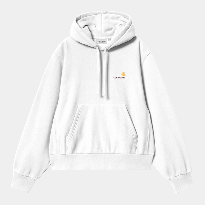 Bluza Carhartt Hooded American Script Damskie Białe | ZVL-432180