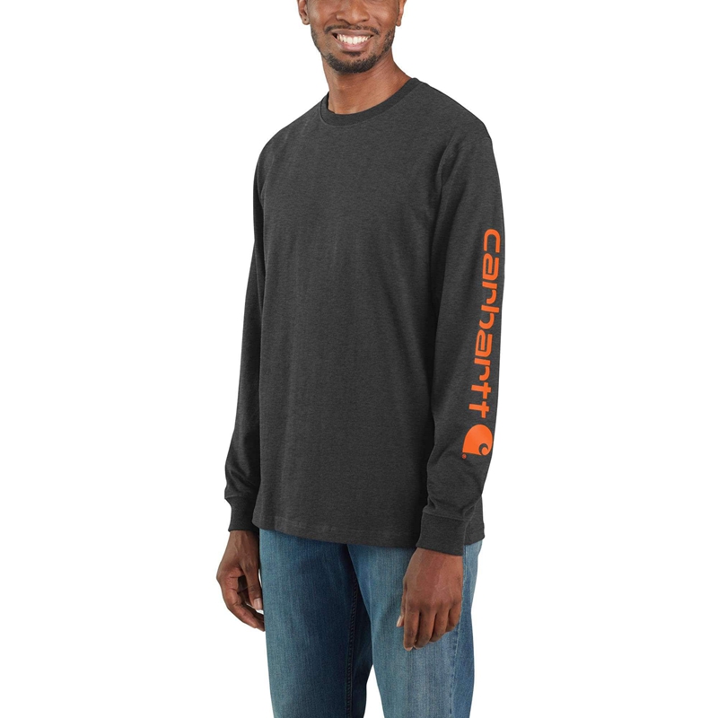 Bluza Carhartt Loose Fit Heavyweight Long-Sleeve Logo Sleeve Graphic Męskie Szare | OZP-149823