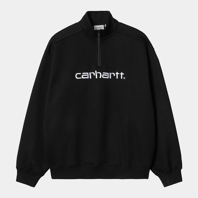 Bluza Carhartt Script Half Zip Męskie Czarne | MEO-537608