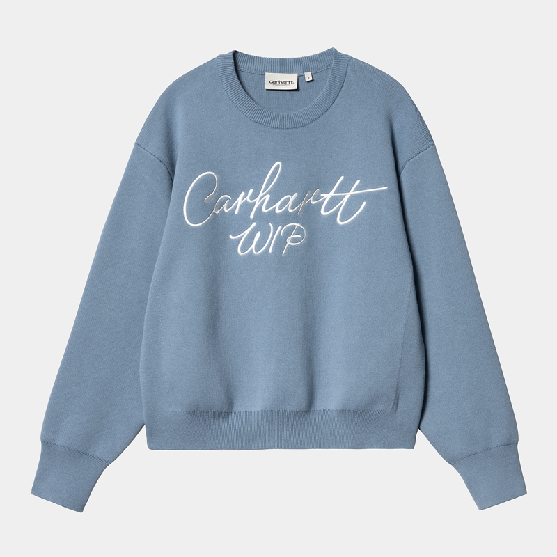 Bluza Carhartt Signature Damskie Niebieskie | EUT-253179