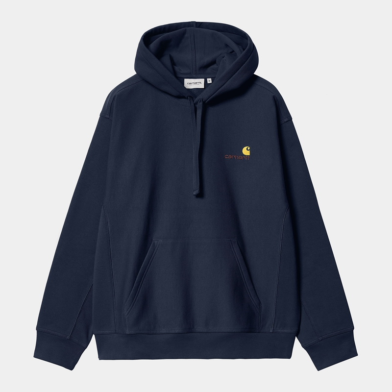 Bluza z Kapturem Carhartt Hooded American Script Męskie Granatowe | BOF-092516