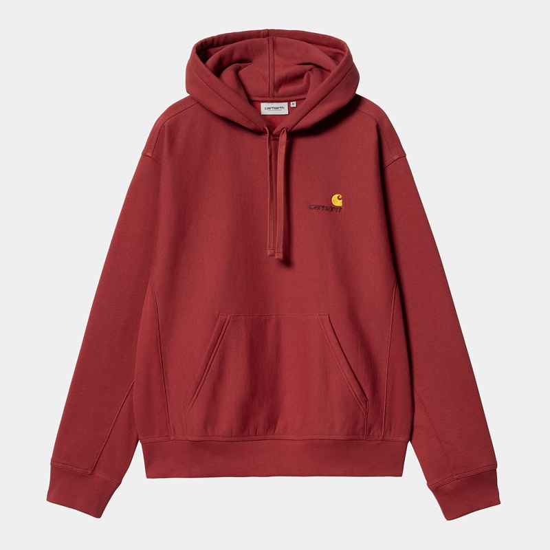 Bluza z Kapturem Carhartt Hooded American Script Męskie Bordowe | WYN-641392