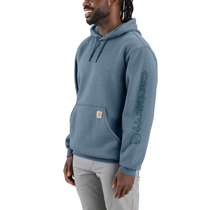 Bluza z Kapturem Carhartt Loose Fit Midweight Logo Sleeve Graphic Męskie Ciemny Szare | QDX-280615