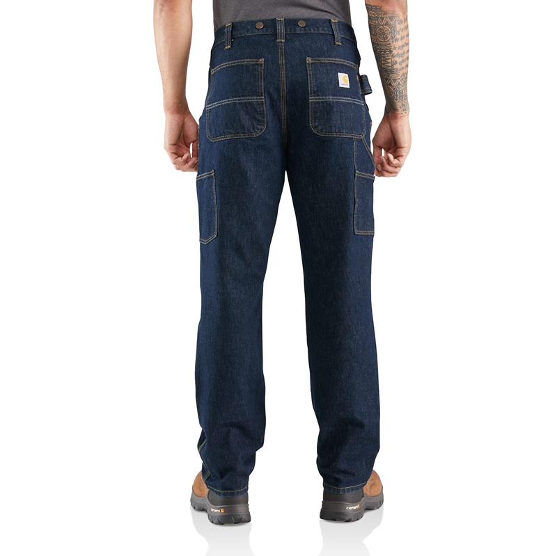 Jeansy Carhartt Rugged Flex® Relaxed Fit Heavyweight Double-Front Utility Logger Męskie Ciemny Niebieskie | EXD-093724