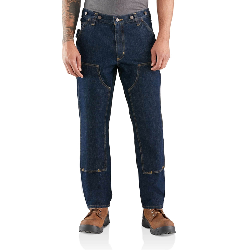 Jeansy Carhartt Rugged Flex® Relaxed Fit Heavyweight Double-Front Utility Logger Męskie Ciemny Niebieskie | EXD-093724